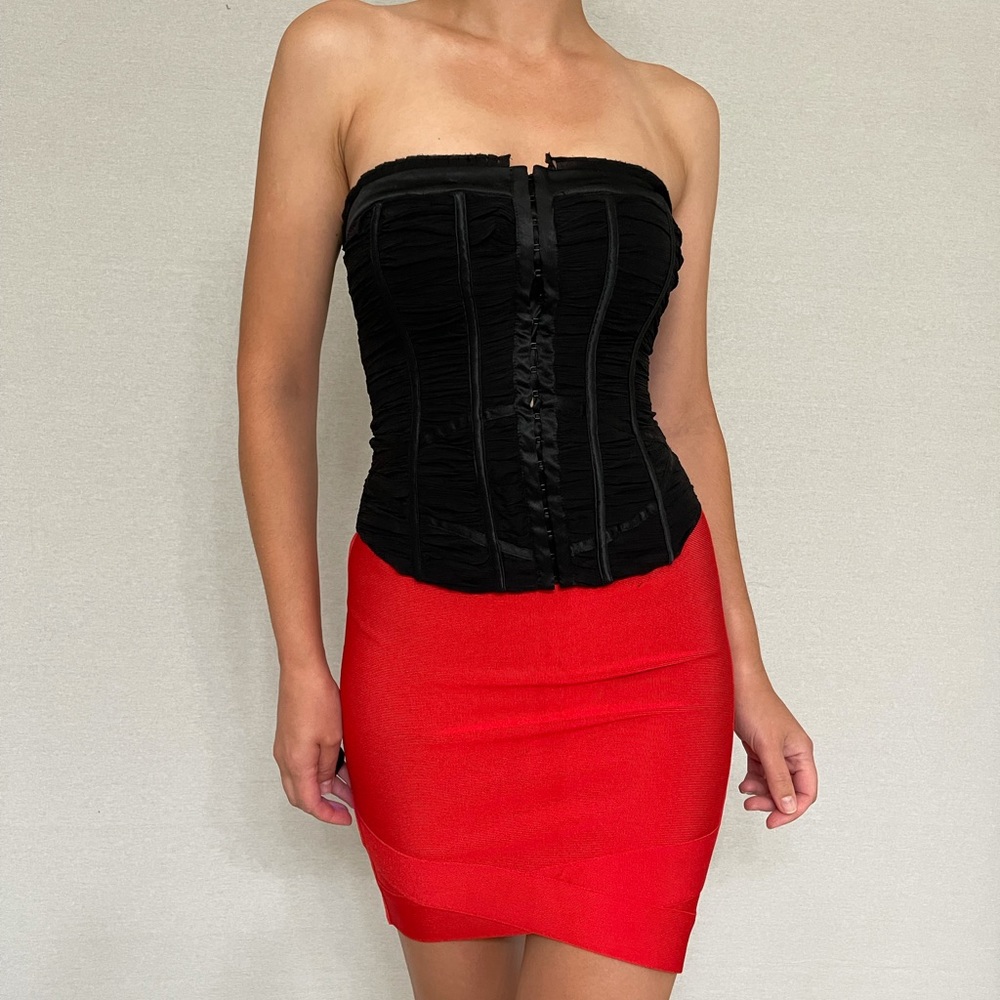 bebe Black Ruched Halter Corset Top - Picture 8 of 8